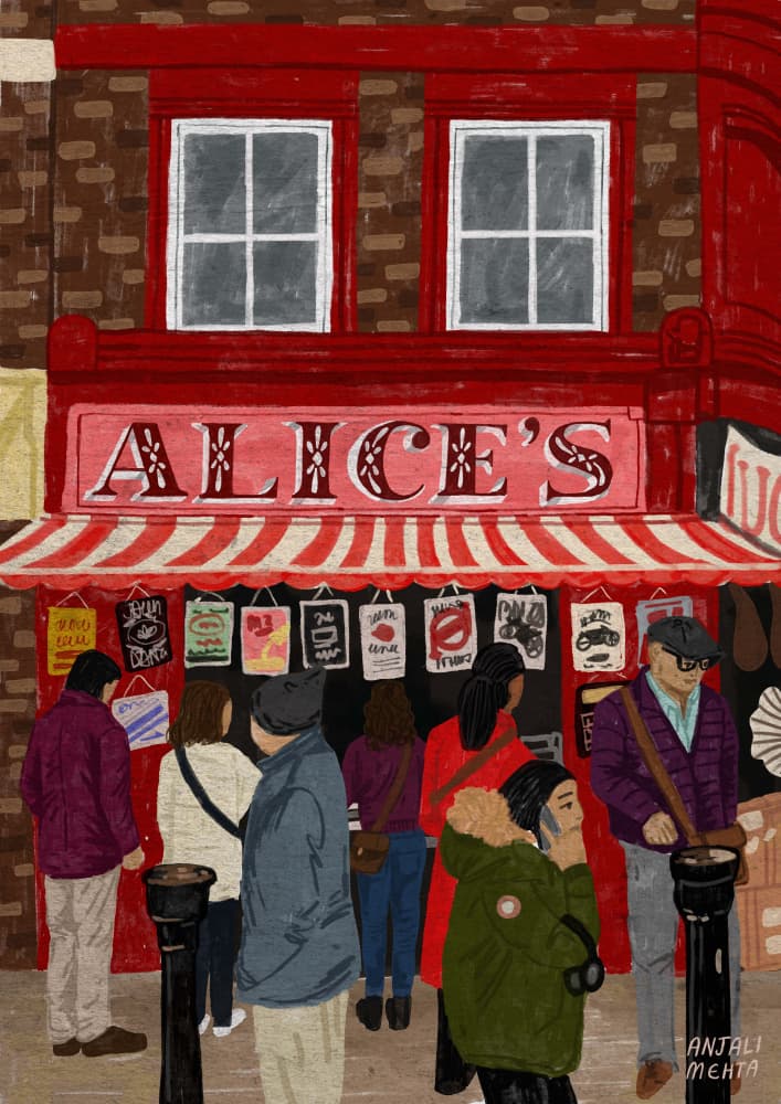 Alice's Busy Street Shop by Anjali Mehta — canvas wall art
