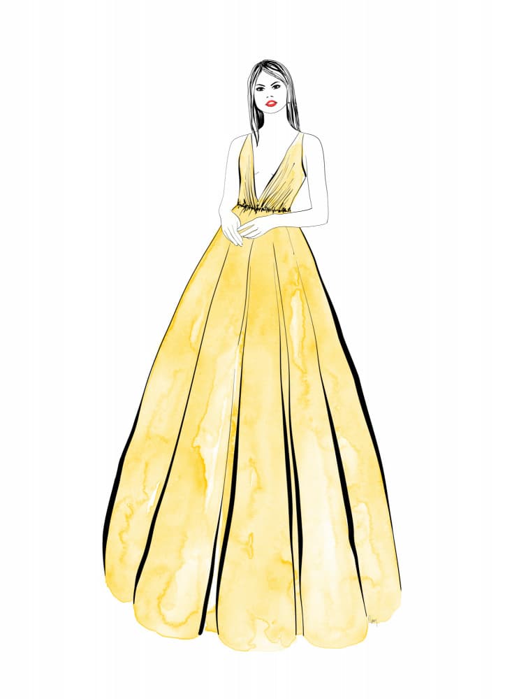 Elegant Yellow Gown by Rosana Laiz Blursbyai — canvas wall art