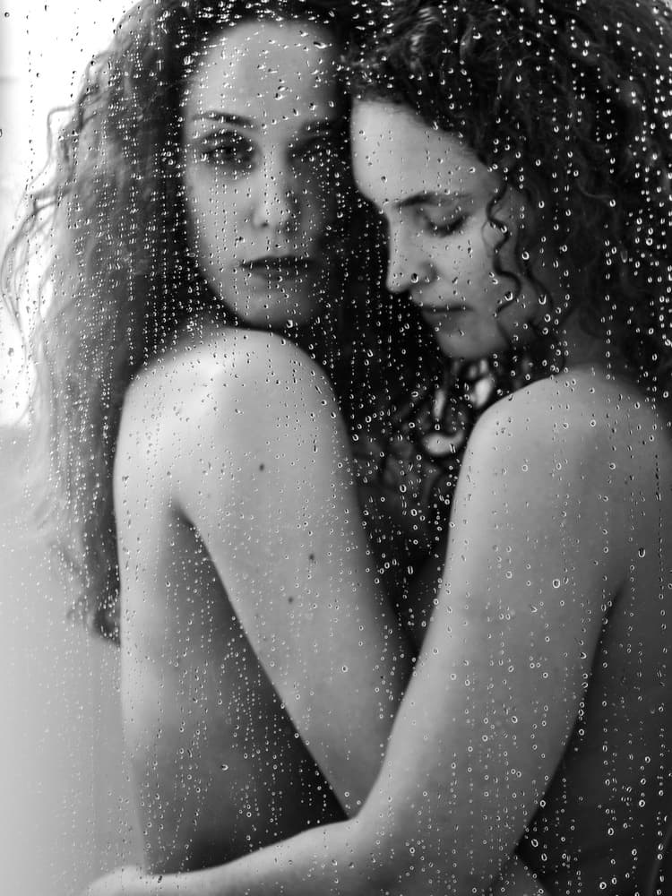 Two Women Wet Embrace by Alejandro Marcos — canvas wall art