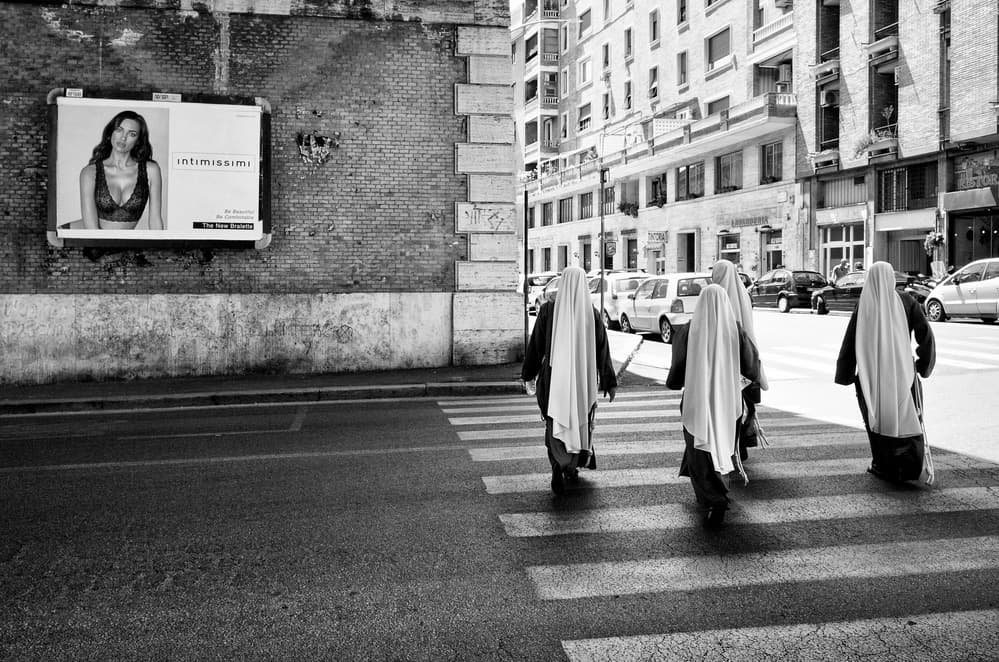 Nuns Crossing Billboard by Riccardo Lucidi — canvas wall art
