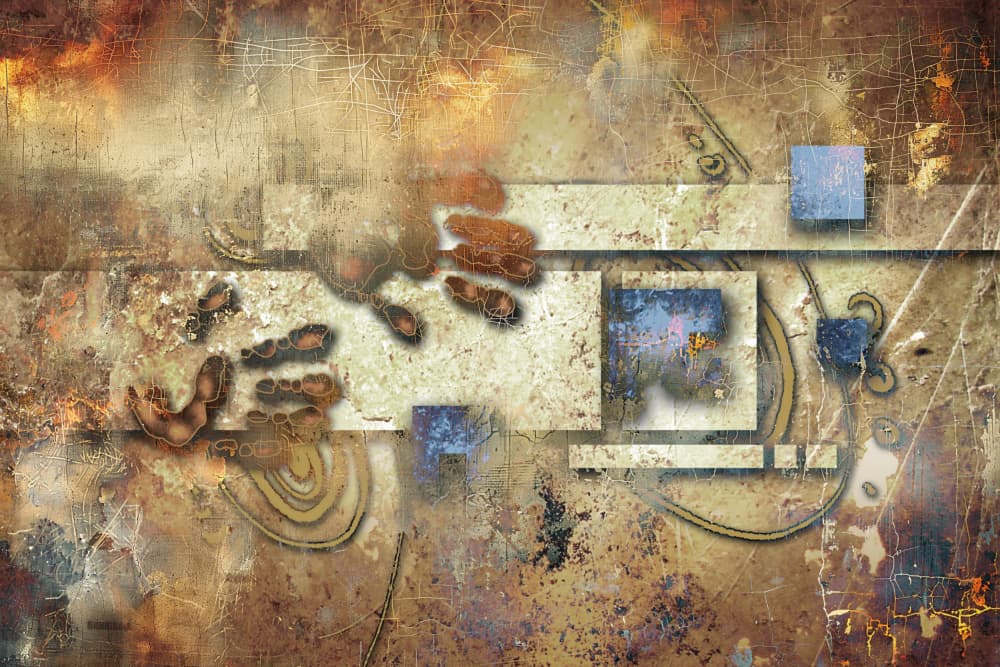 Grunge Handprint Abstract by Rafal Kulik — canvas wall art