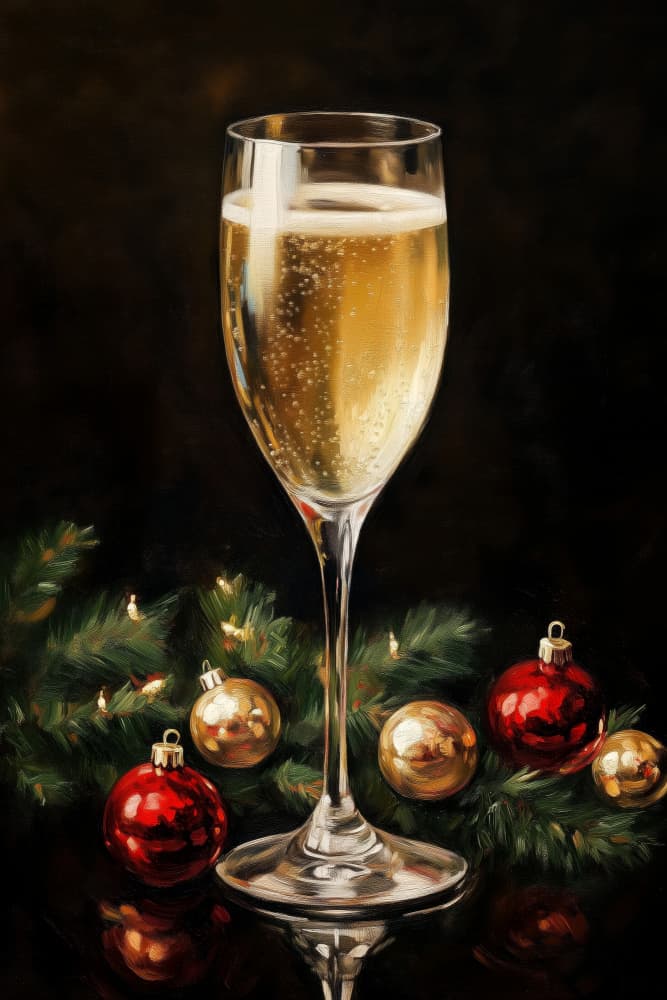 Festive Champagne Flute by Melloi Art Prints — canvas wall art