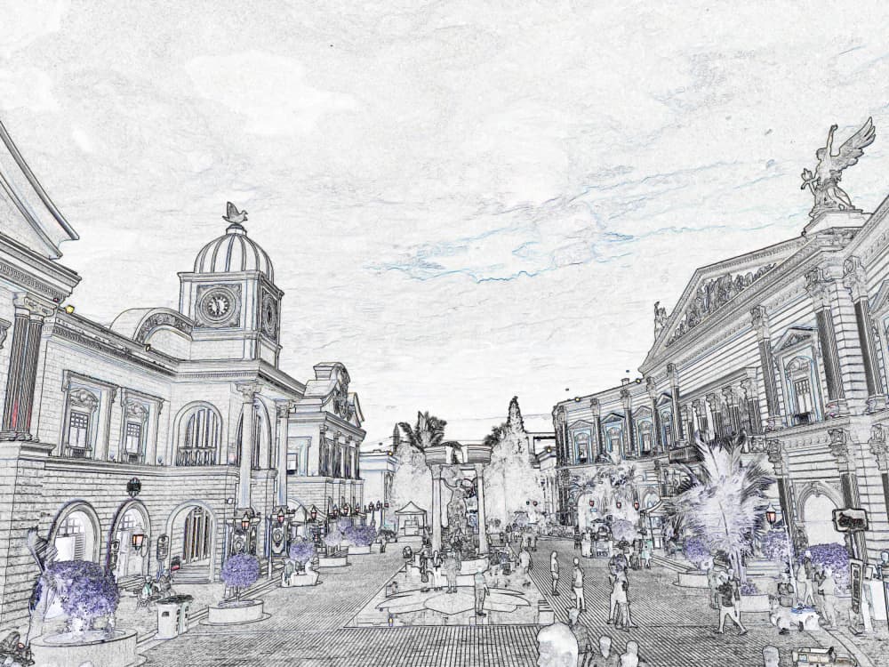 Historic City Sketch by Santhosh ch — canvas wall art