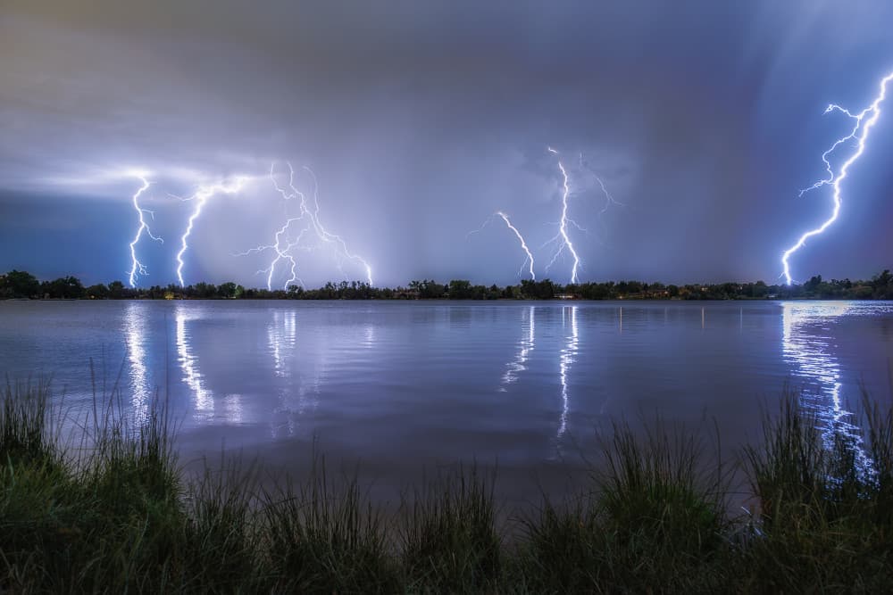 Dramatic Lake Lightning by Mei Xu — canvas wall art