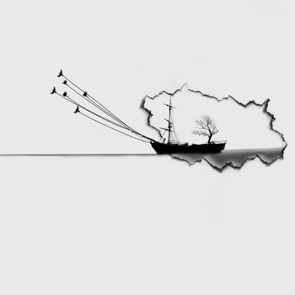Torn Reality Ship by Hadi Malijani (Malenjani) — canvas wall art