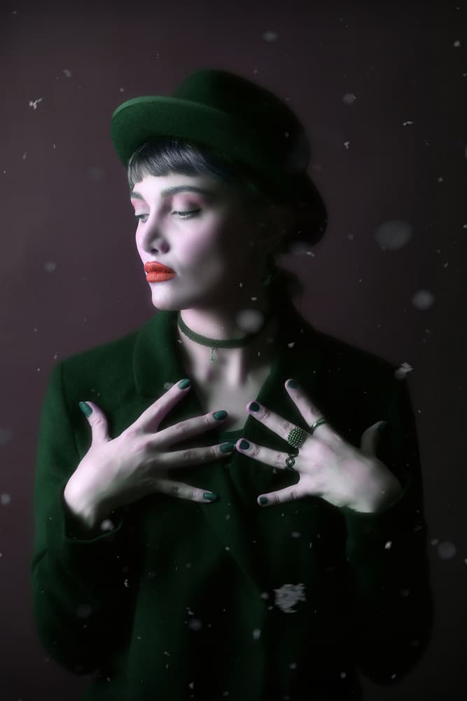 Elegant Green Hat Snow by Moein Hasheminasab — canvas wall art