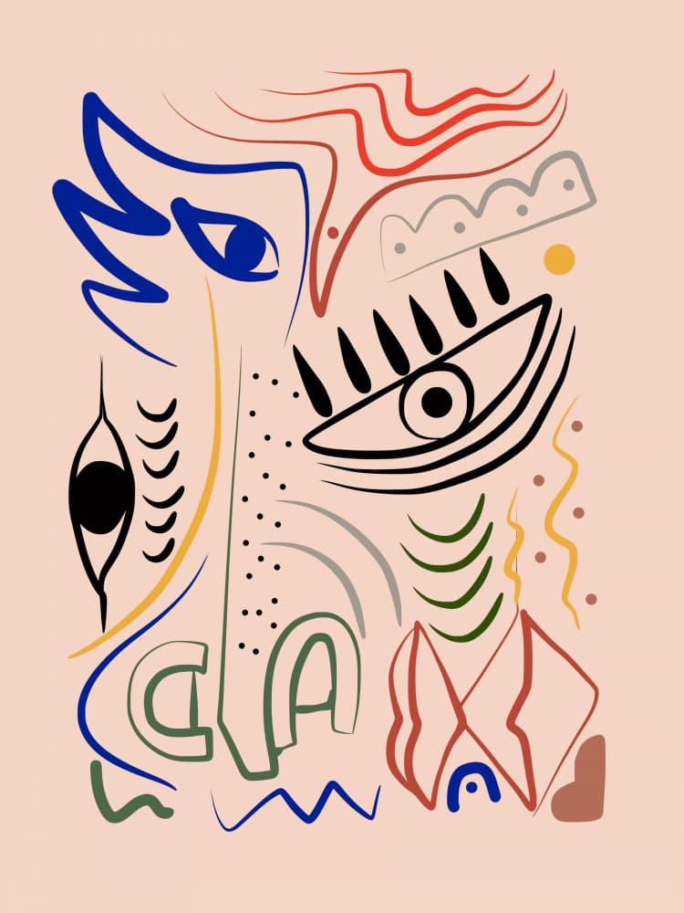 Abstract Face Lines by Little Dean — canvas wall art