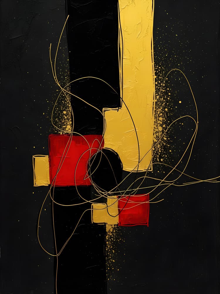 Dynamic Gold Red Abstract by Miguel Bruzual — canvas wall art