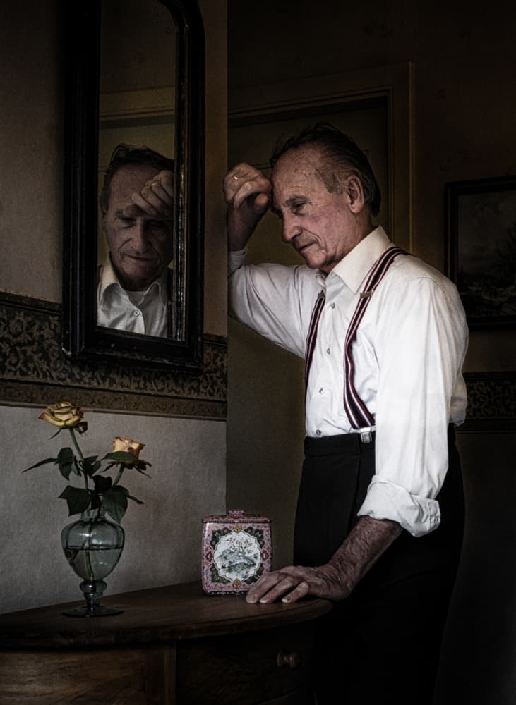 Pensive Man Reflection by Michiel Hageman — canvas wall art