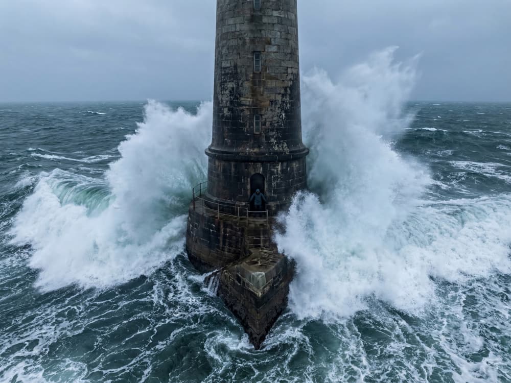 Lighthouse Storm Waves by Andreas Magnusson — canvas wall art