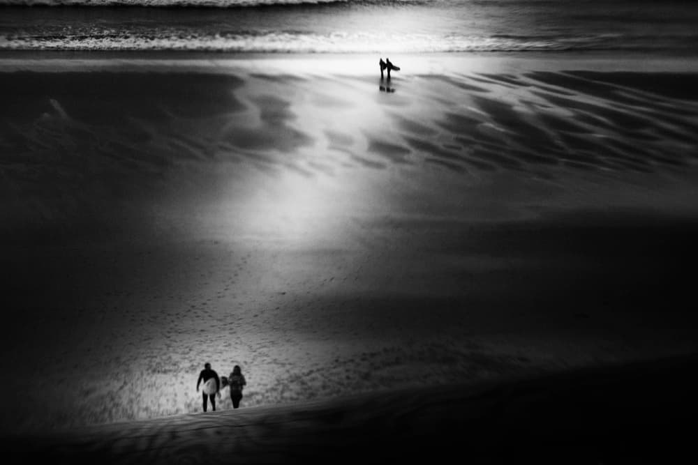 Beach Surfers Light by Laura Mexia — canvas wall art