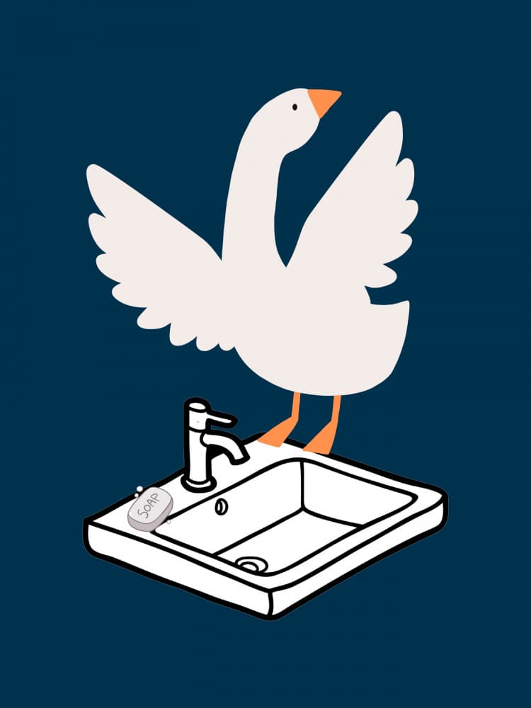 Goose At The Sink by Jolly and Dash — canvas wall art