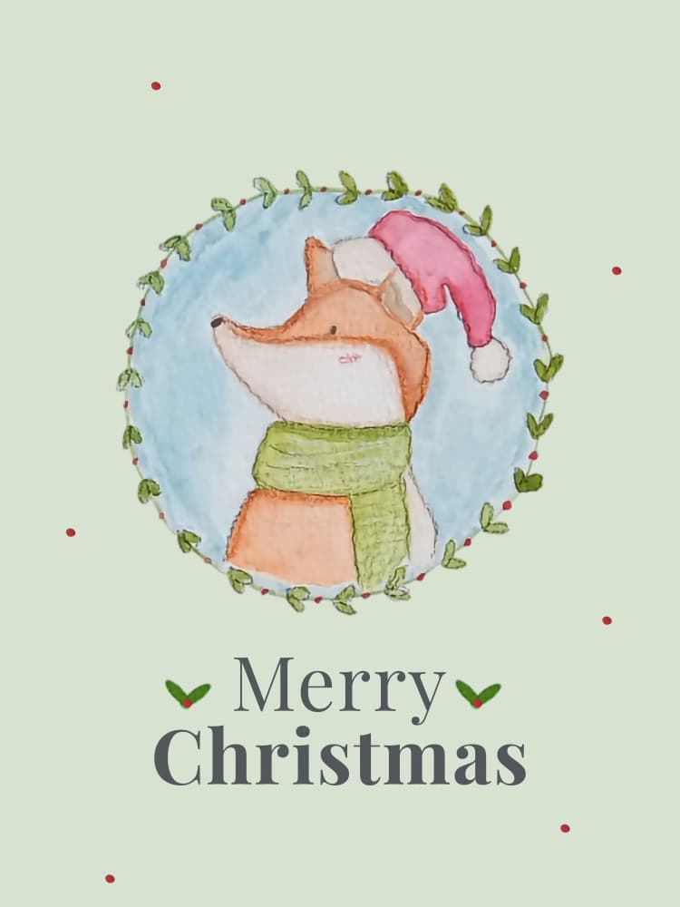 Cozy Christmas Fox by Elizabeth C — canvas wall art