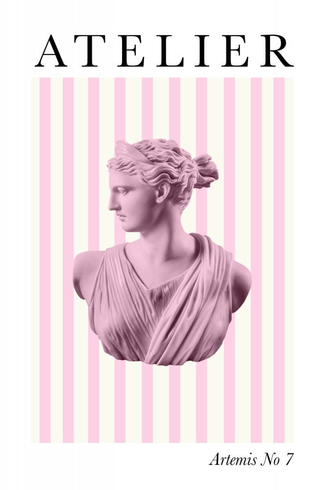 Modern Pink Artemis Bust by Talitha McQueen — canvas wall art