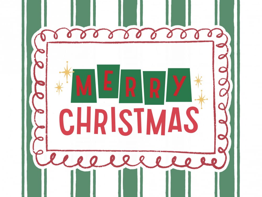 Retro Merry Christmas by Jolly and Dash — canvas wall art