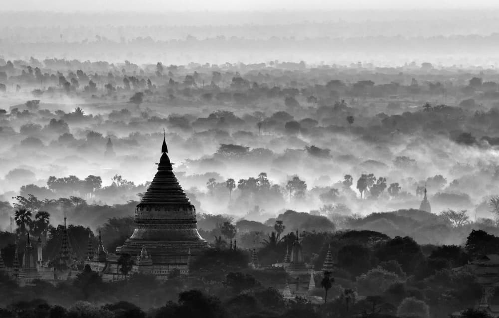 Misty Pagoda Forest by Hans-Wolfgang Hawerkamp — canvas wall art