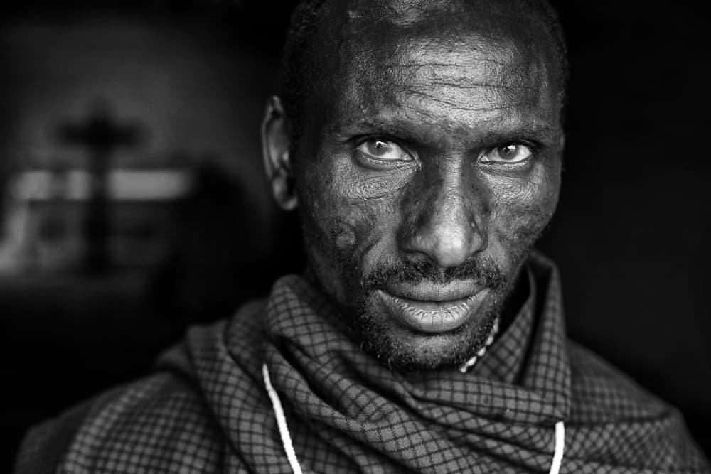 Powerful African Man Portrait by Goran Jovic — canvas wall art