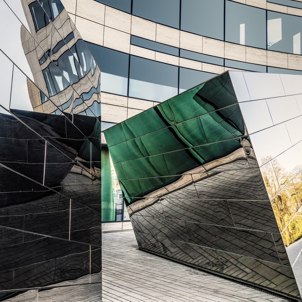 Geometric Glass Reflections by Luc Vangindertael (laGrange) — canvas wall art