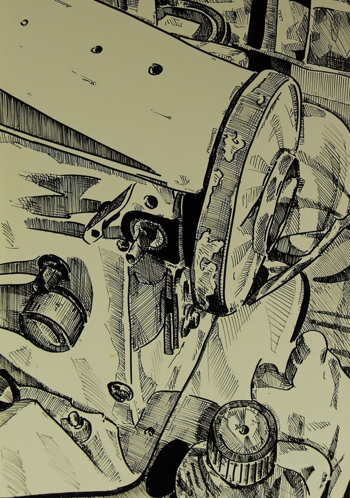 Vintage Sewing Machine Sketch by Kulik — canvas wall art