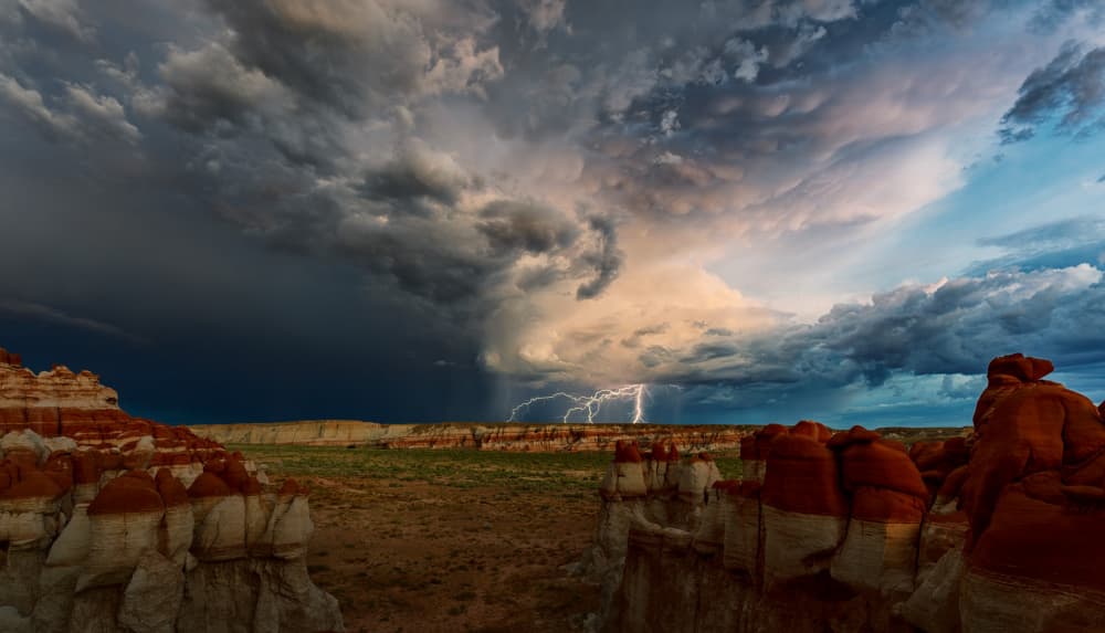 Dramatic Desert Lightning by Jennifer Lu — canvas wall art