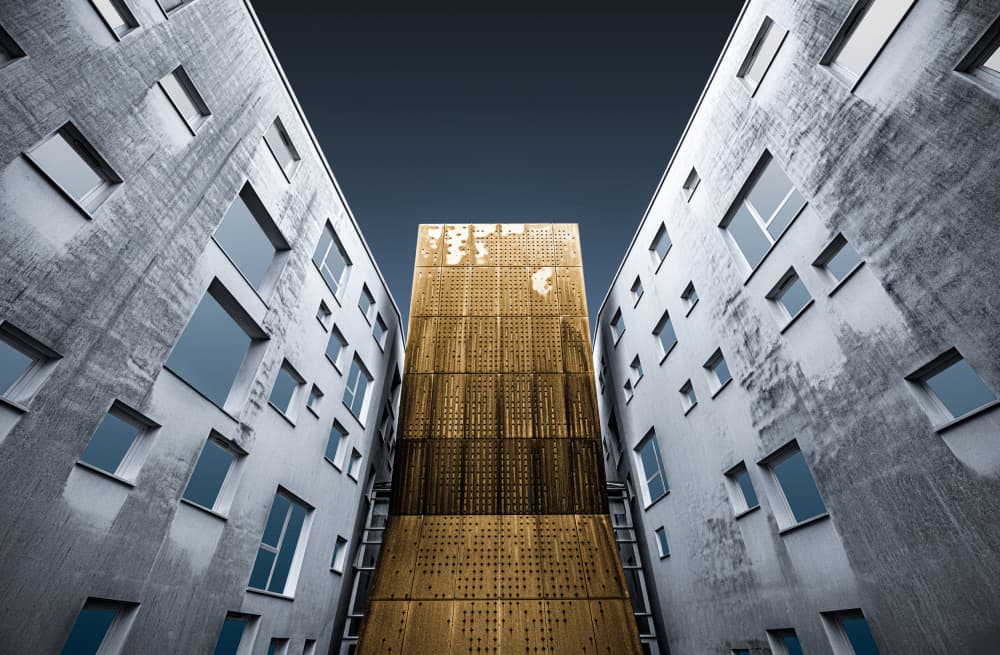 Golden Tower Architecture by Roland M Schwerdtfeger — canvas wall art