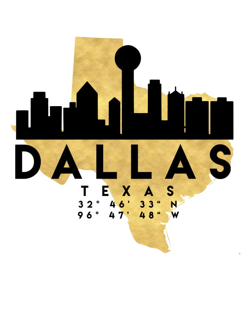 Dallas Texas Gold Skyline by Emiliano Deificus — canvas wall art