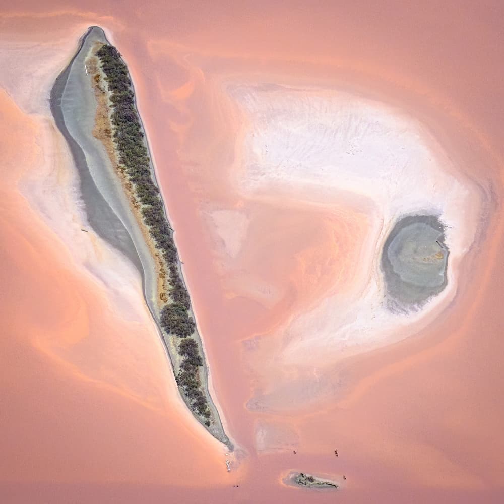 Vibrant Pink Lake Islands by Robert Bolton — canvas wall art