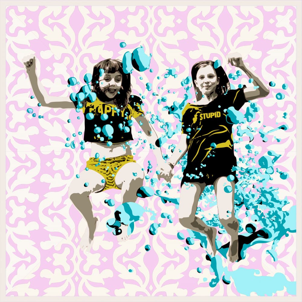 Happy Girls Splashing by andrea de ranieri — canvas wall art