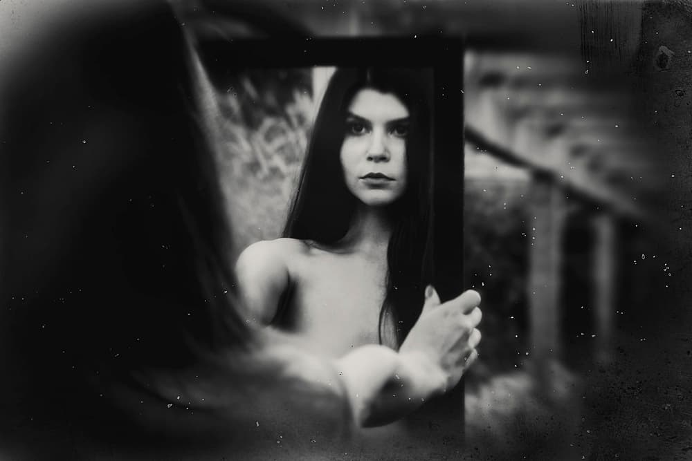 Mysterious Mirror Gaze by Bogdan Bouşcă — canvas wall art