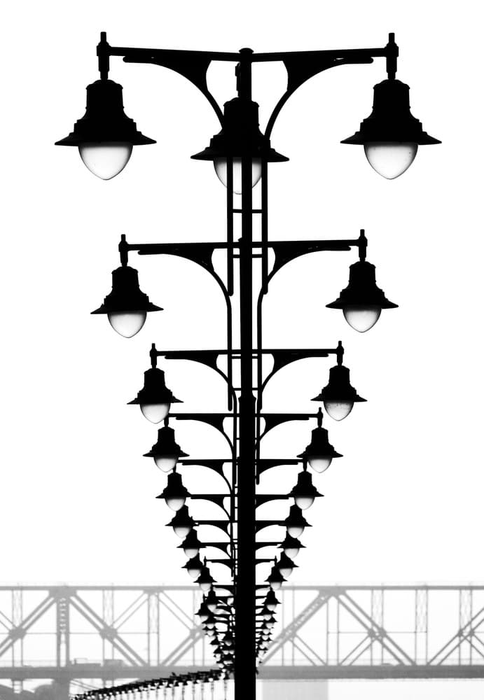 Vanishing Streetlights Bridge by Hans-Wolfgang Hawerkamp — canvas wall art