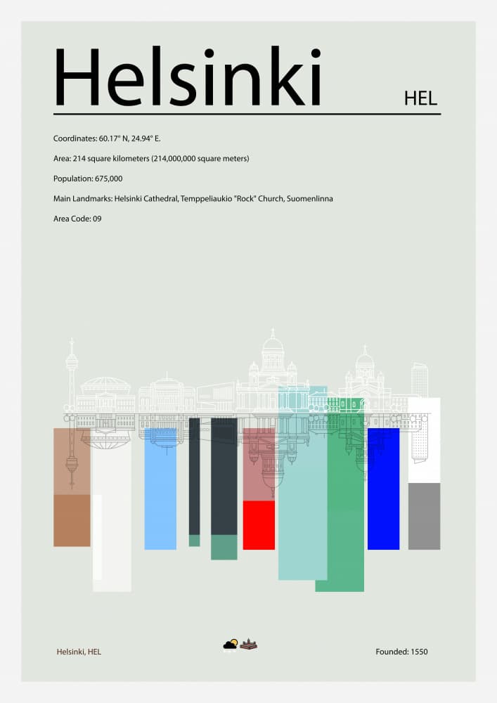 Helsinki City Design by cartissi — canvas wall art