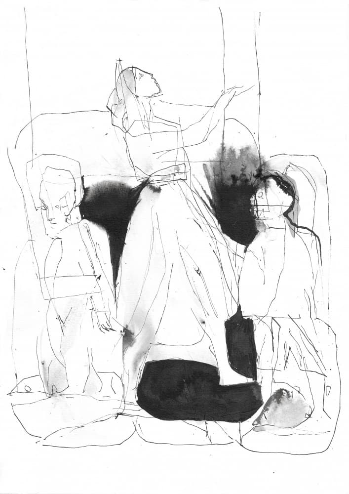 Meditative Ink Figures by Frederic Belaubre — canvas wall art
