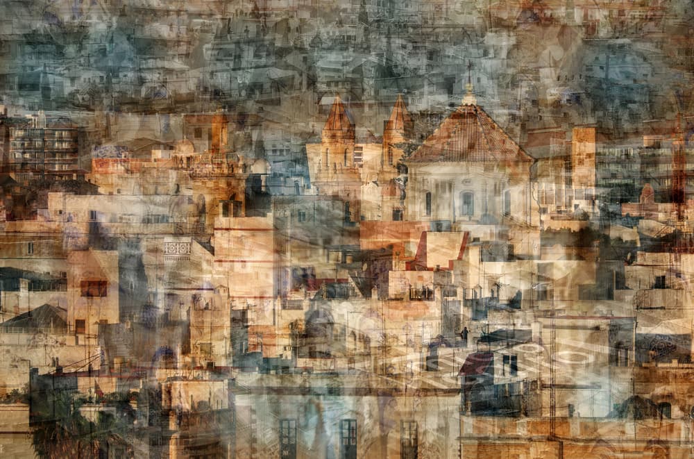 Layered City Vista by Hans-Wolfgang Hawerkamp — canvas wall art