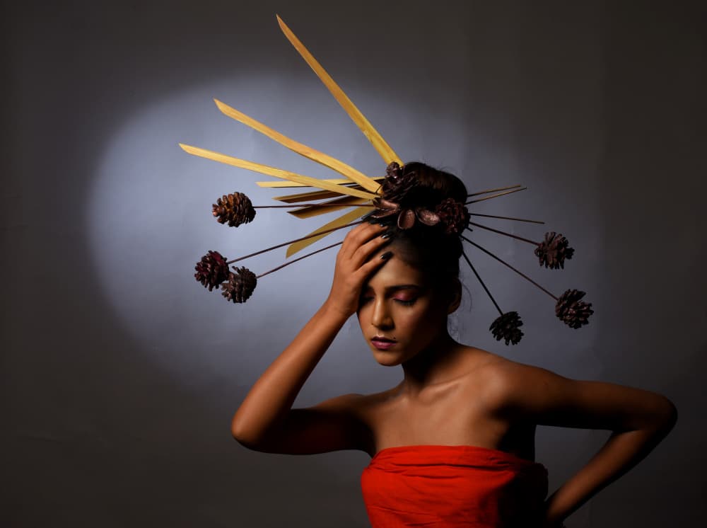 Pensive Woman Headdress by Moumita Mondal — canvas wall art