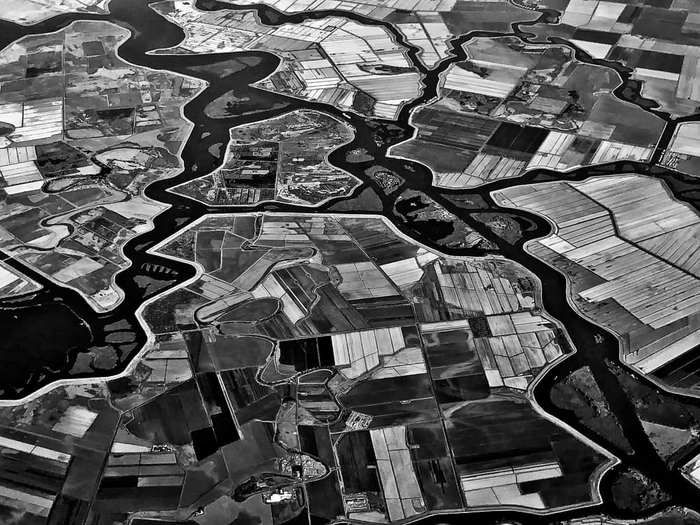 Winding River Fields Aerial by Rob Darby — canvas wall art