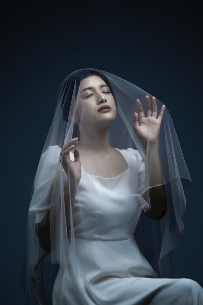 Serene Woman White Veil by bonifasius wahyu adi f — canvas wall art