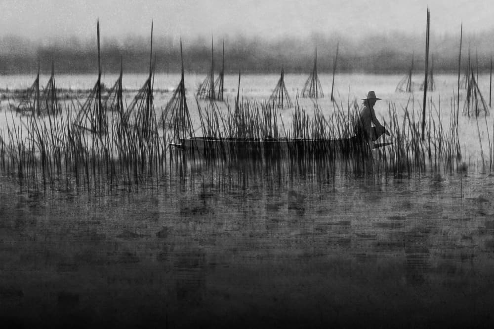 Misty Morning Fisherman by Ekkachai Khemkum — canvas wall art
