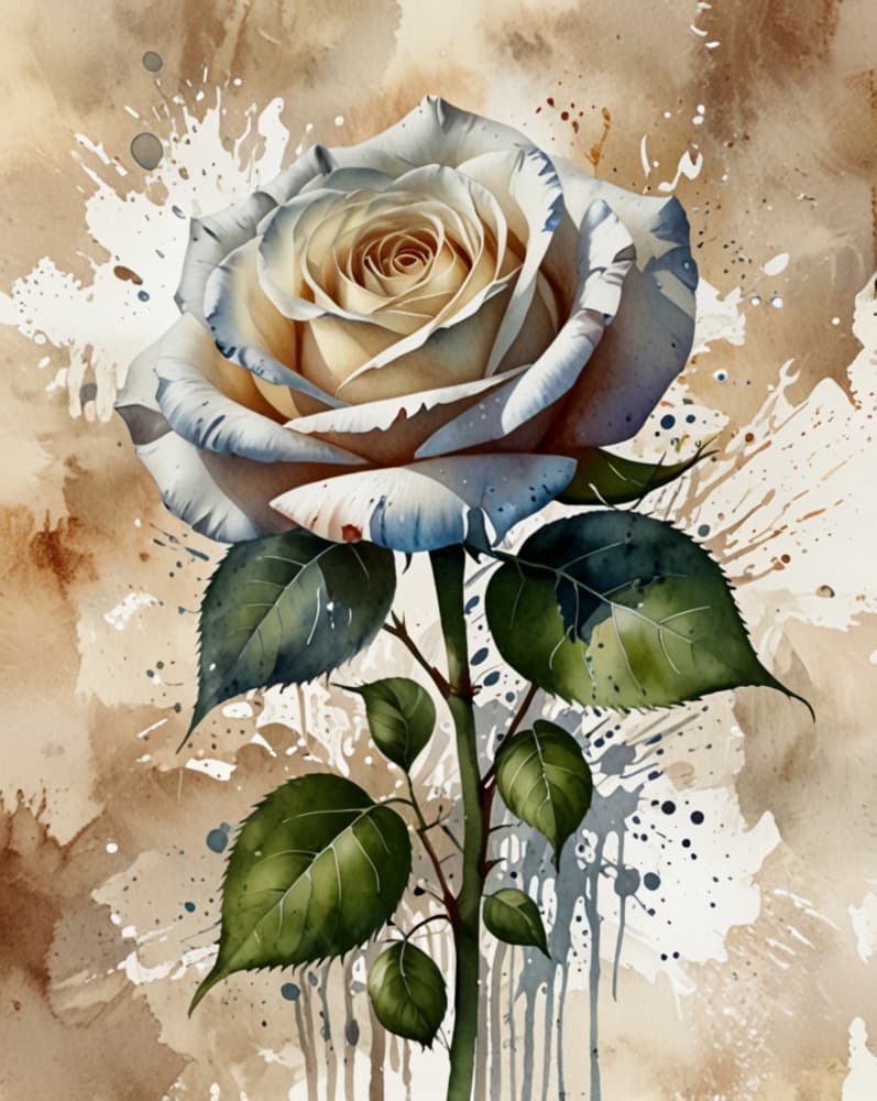 White Watercolor Rose by Anda Bieza — canvas wall art