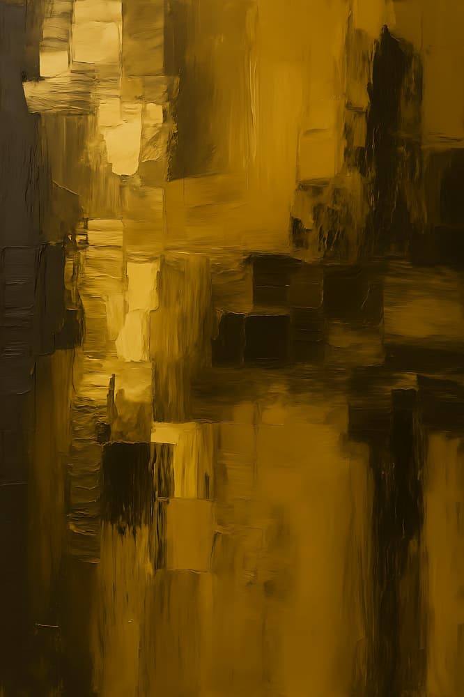 Golden Abstract Blocks by HUGO — canvas wall art