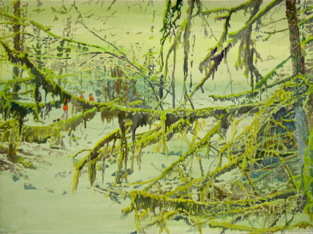 Misty Mossy Woods by Karin Bos — canvas wall art