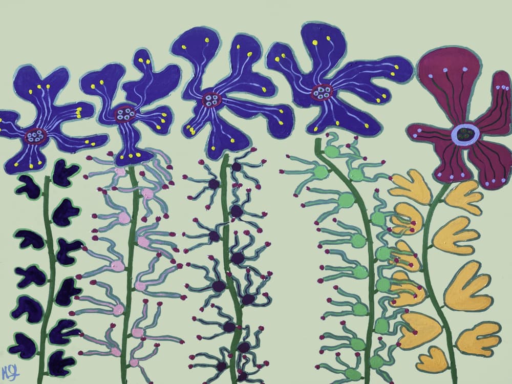 Whimsical Garden Blooms by Helen Joynson — canvas wall art