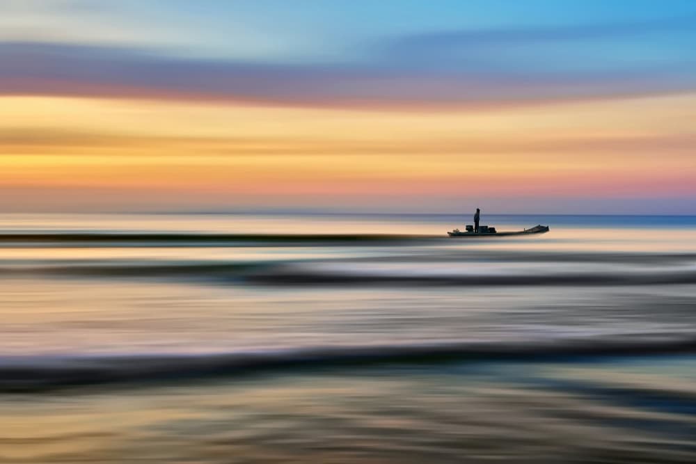 Blurred Sunset Seascape by MingLun Tsai (蔡明倫) — canvas wall art