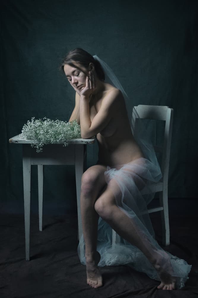 Pensive Veiled Woman by Ruth Franke — canvas wall art