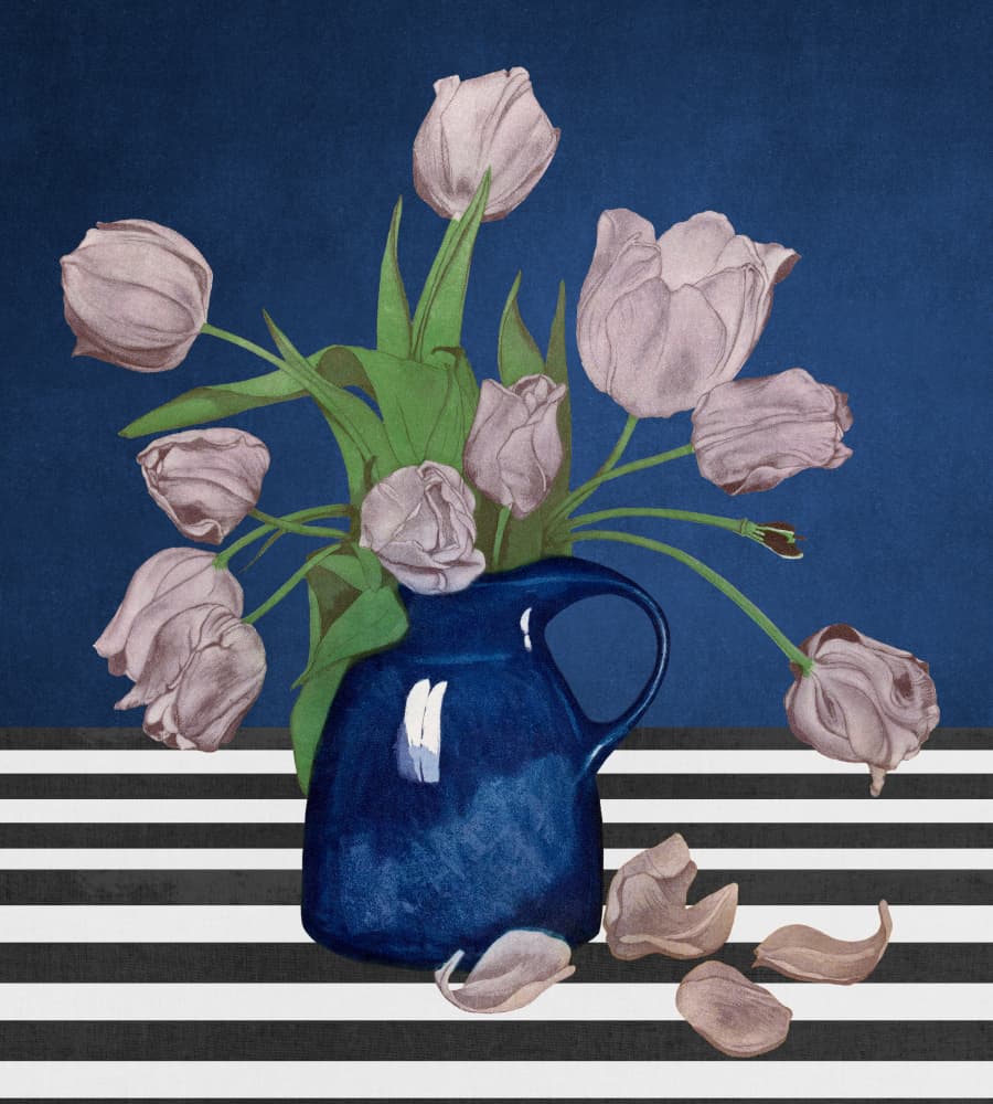 Pink Tulips Still Life by Marja van den Hurk — canvas wall art