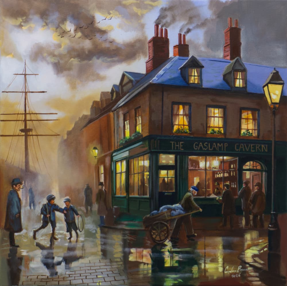 Gaslight Tavern Evening by Gordon Bruce — canvas wall art
