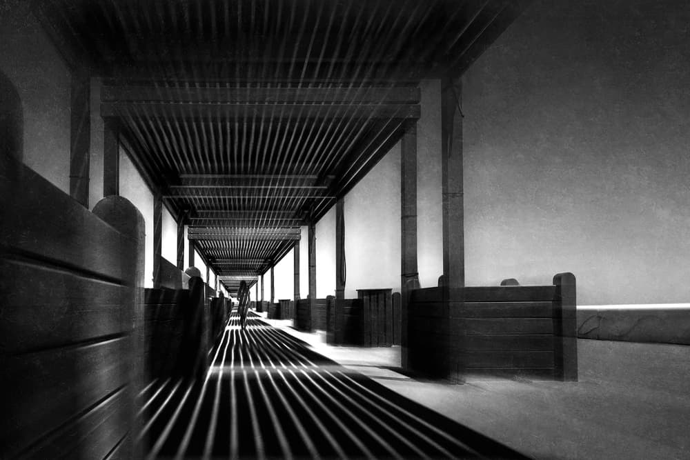 Long Shadowy Corridor by Ekkachai Khemkum — canvas wall art