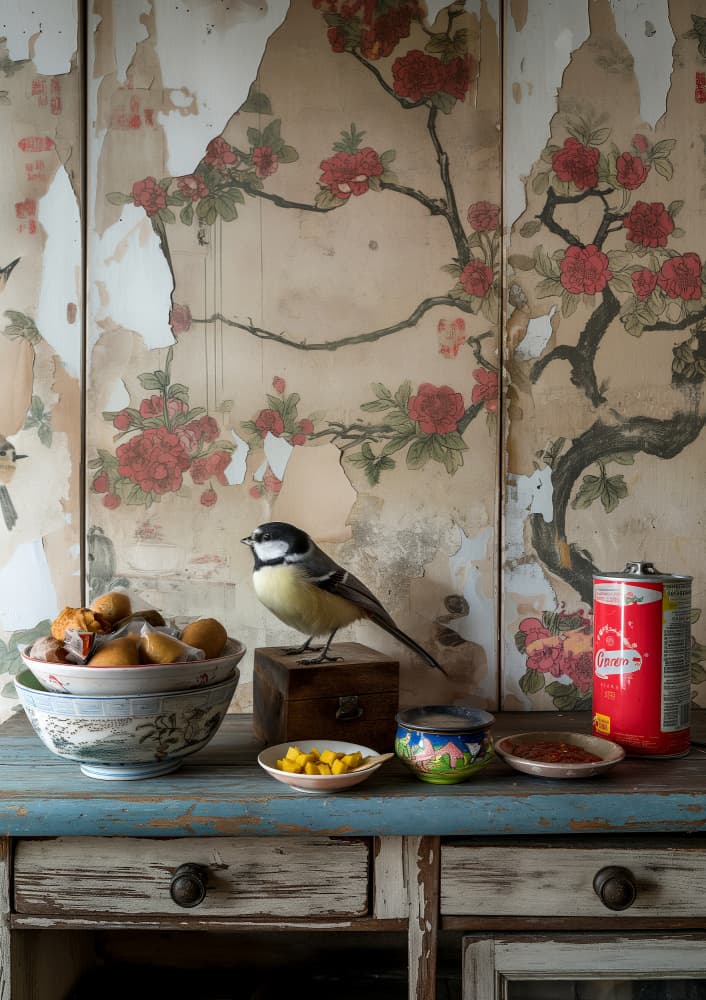 Vintage Bird Still Life by Niky Rahner — canvas wall art