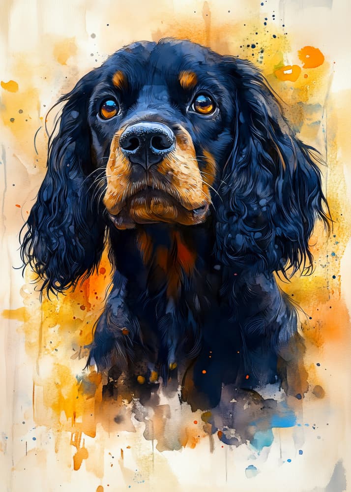 Soulful Black Dog Painting by Justyna Jaszke — canvas wall art