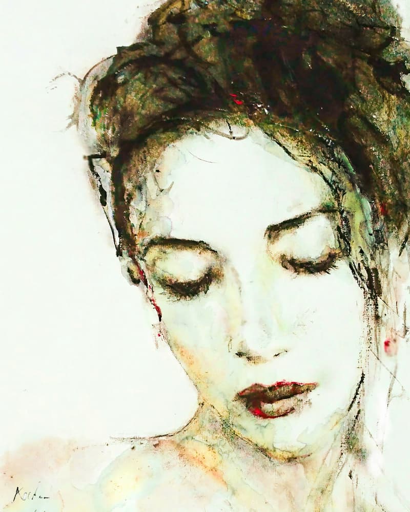 Lady with Downcast Look by Hein Kocken — canvas wall art