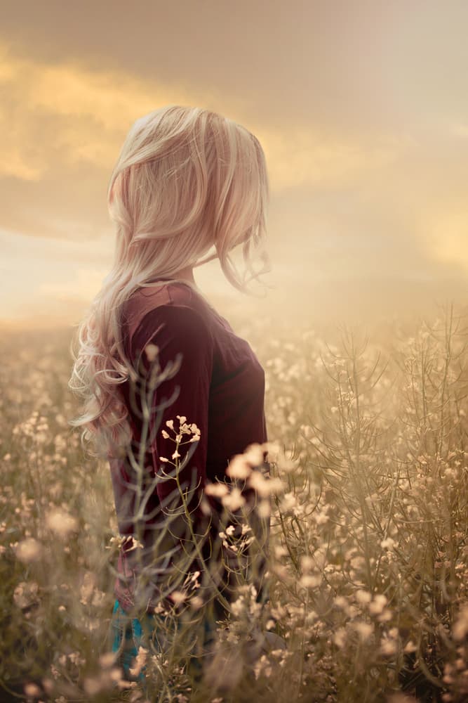 Blonde Woman Golden Field by Ildiko Neer — canvas wall art